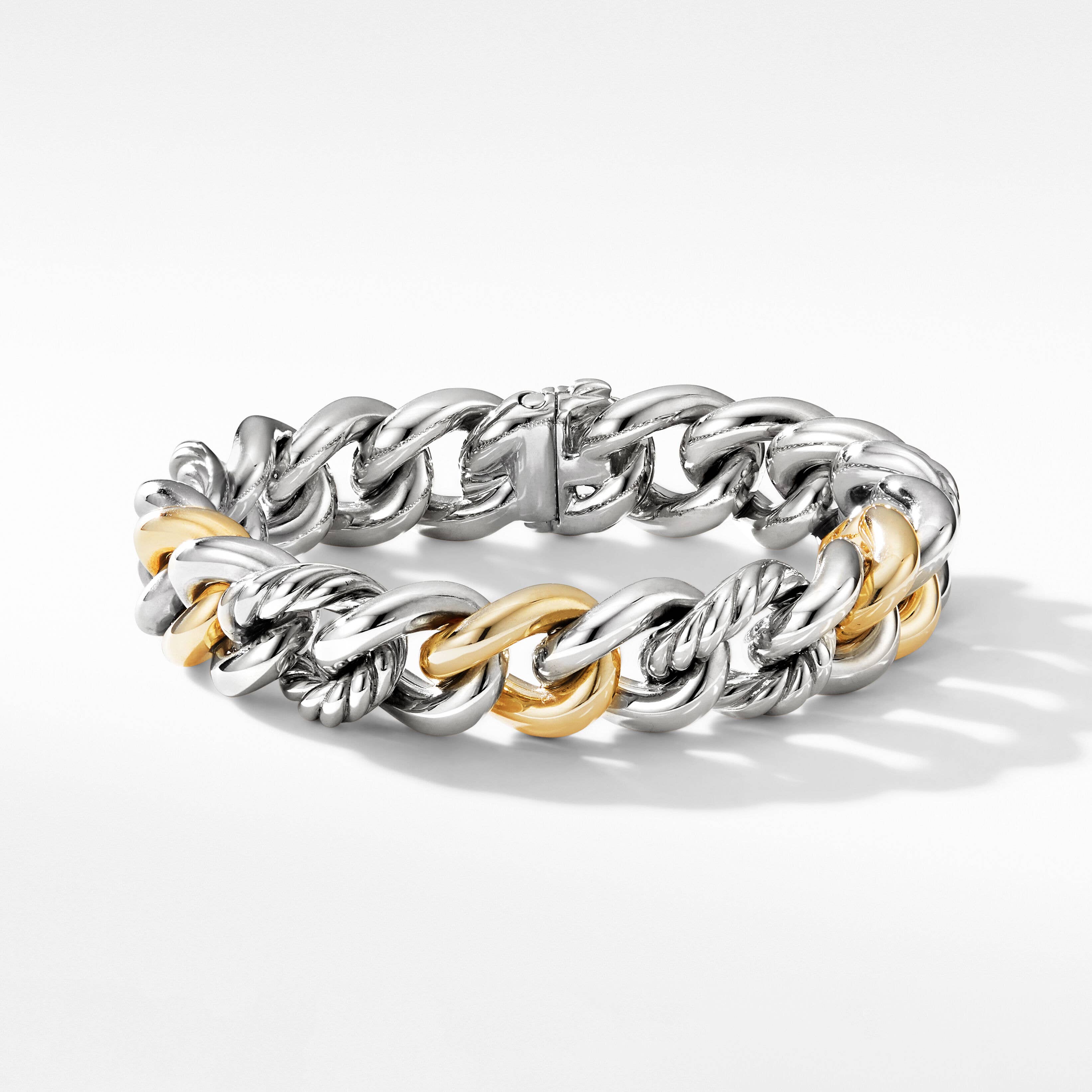 Curb Chain Bracelet with 18K Yellow Gold