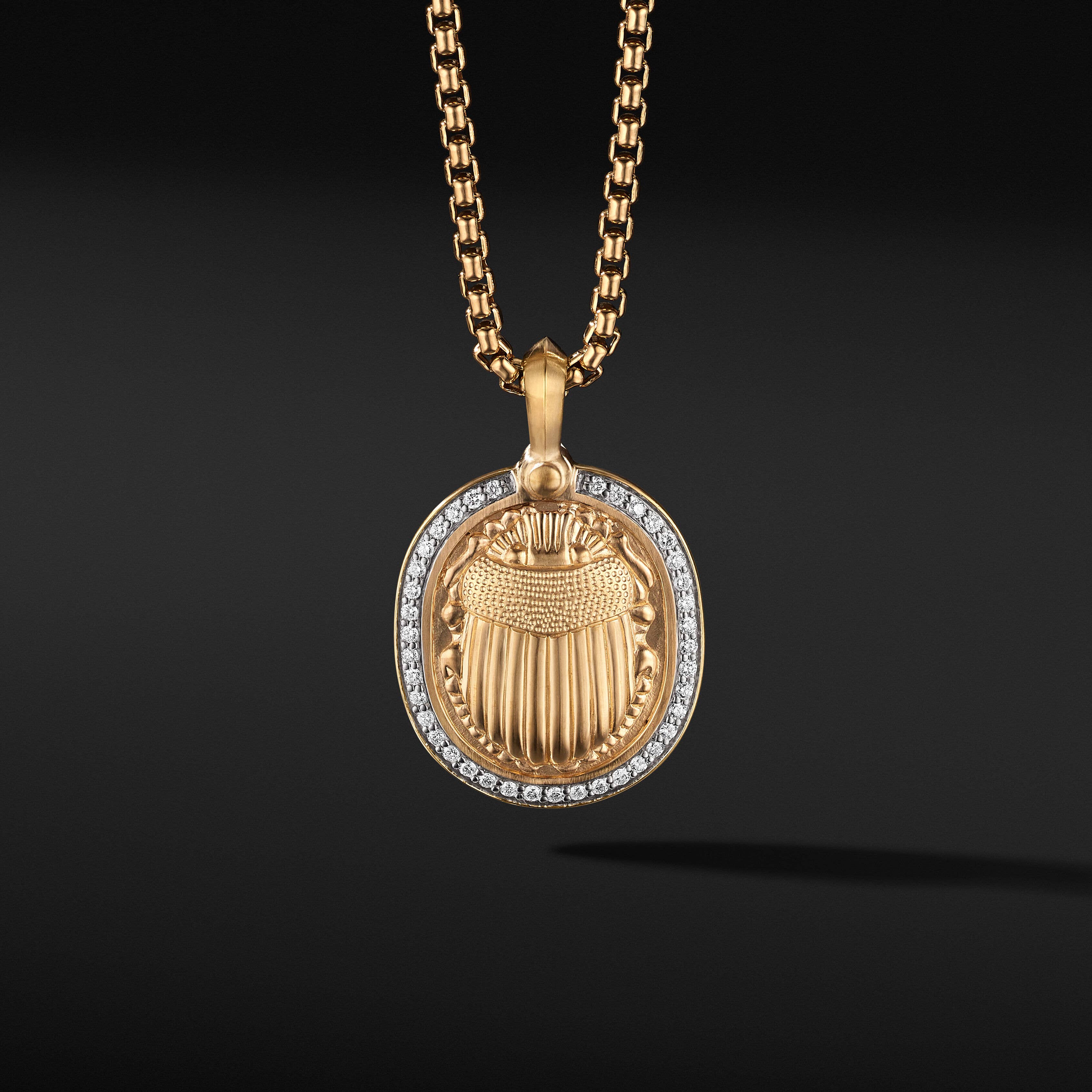 Petrvs® Scarab Amulet in 18K Yellow Gold with Pavé Diamonds