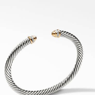 Cable Classics Bracelet with 18K Yellow Gold Domes and Pavé Diamonds