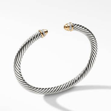 Cable Classics Bracelet with 18K Yellow Gold Domes and Pavé Diamonds