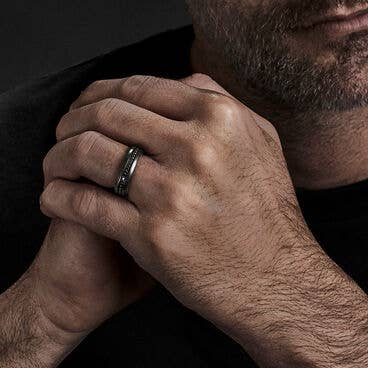 Streamline® Band Ring with Black Titanium and Pavé Black Diamonds