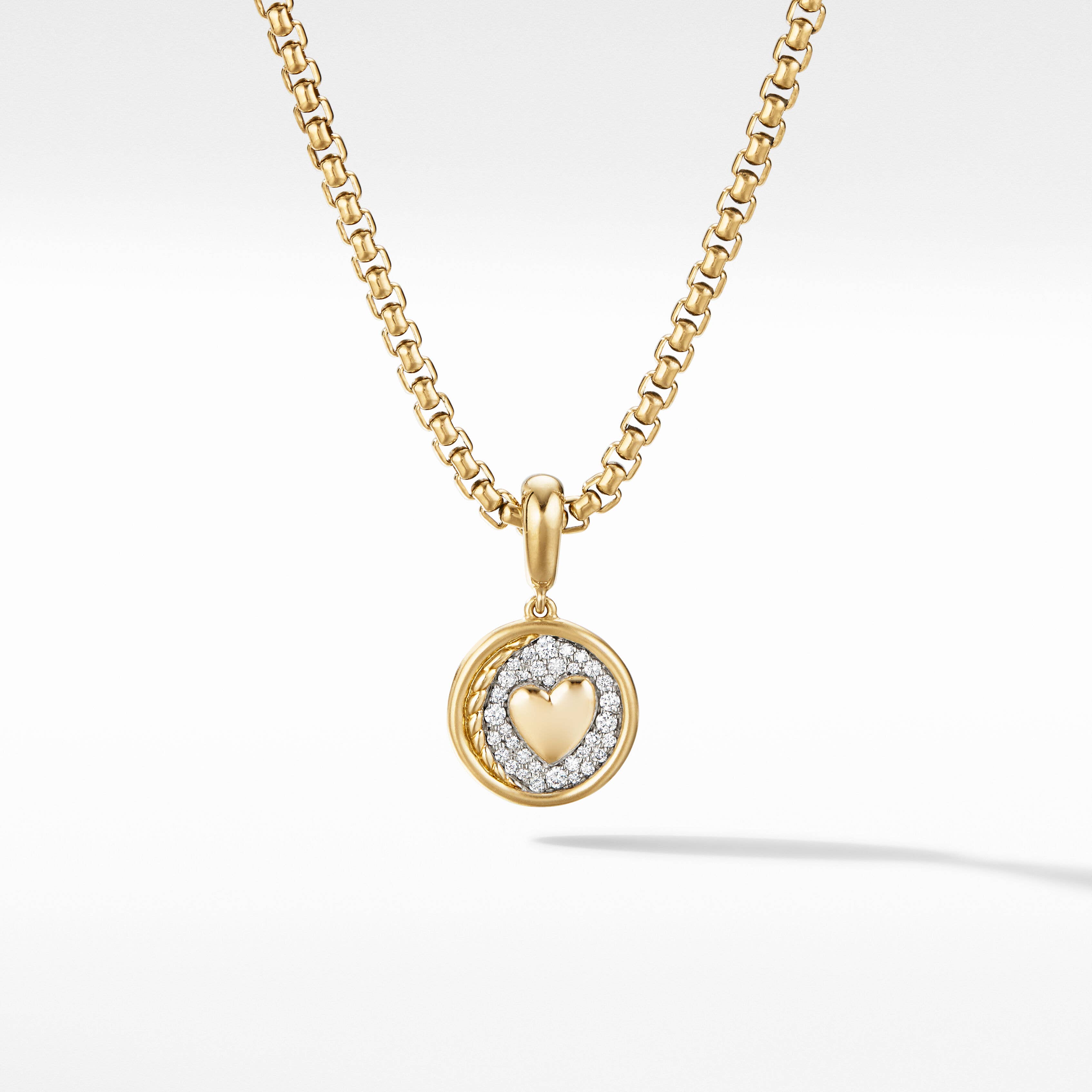 SY Heart Amulet in 18K Yellow Gold with Pavé Diamonds