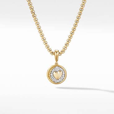 SY Heart Amulet in 18K Yellow Gold with Pavé Diamonds