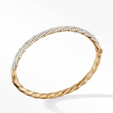 Cable Edge® Bracelet in Recycled 18K Yellow Gold with Full Pavé Diamonds
