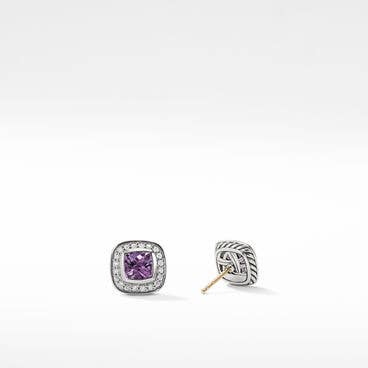 Petite Albion® Stud Earrings with Amethyst and Pavé Diamonds