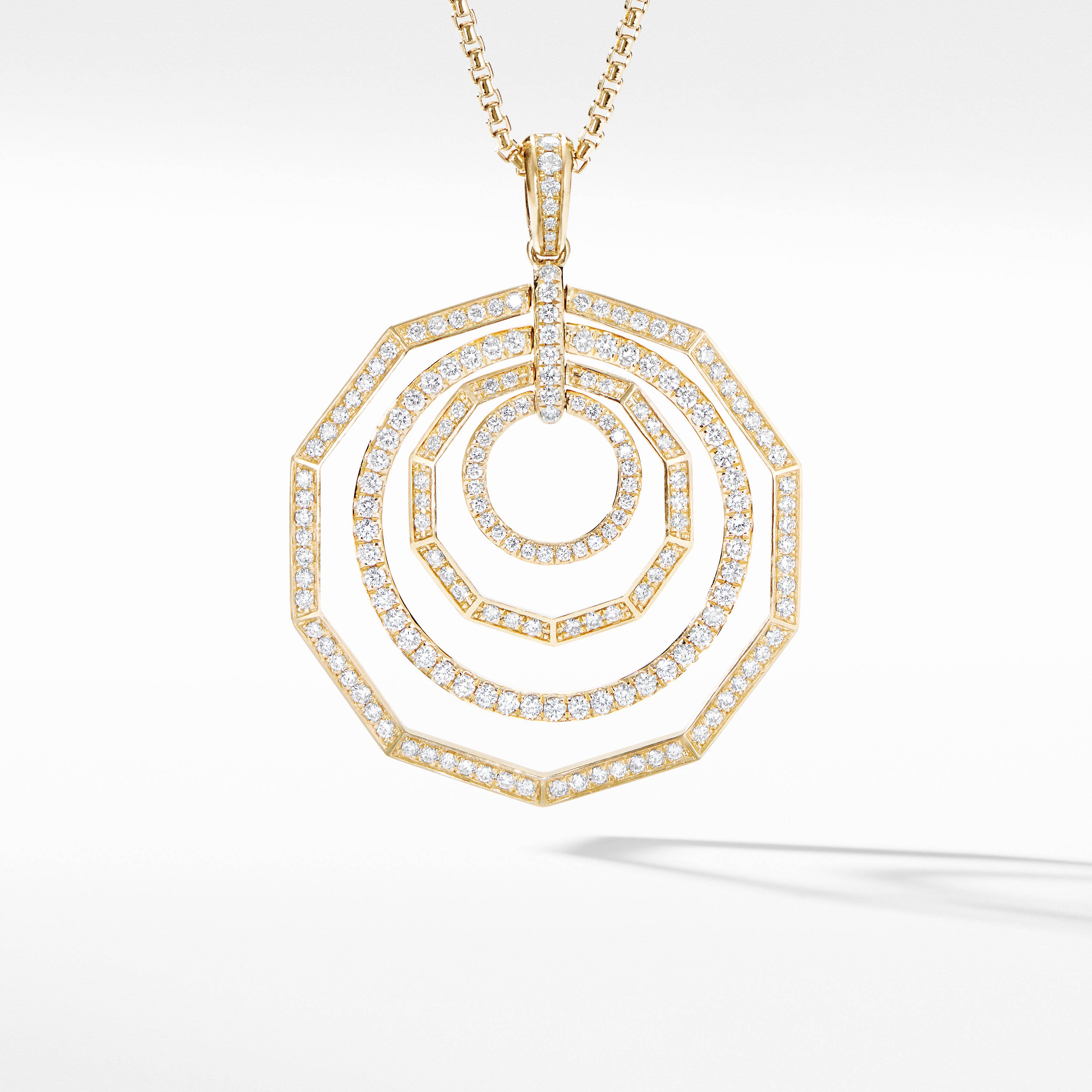 Stax Pendant Necklace in 18K Yellow Gold with Full Pavé Diamonds