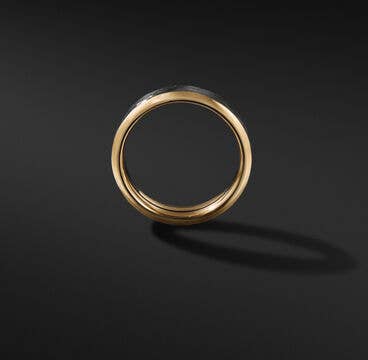 Forged Carbon Beveled Band Ring in 18K Yellow Gold