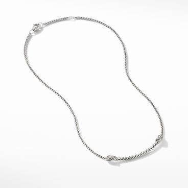 Petite X Bar Station Necklace in Sterling Silver with Pavé Diamonds