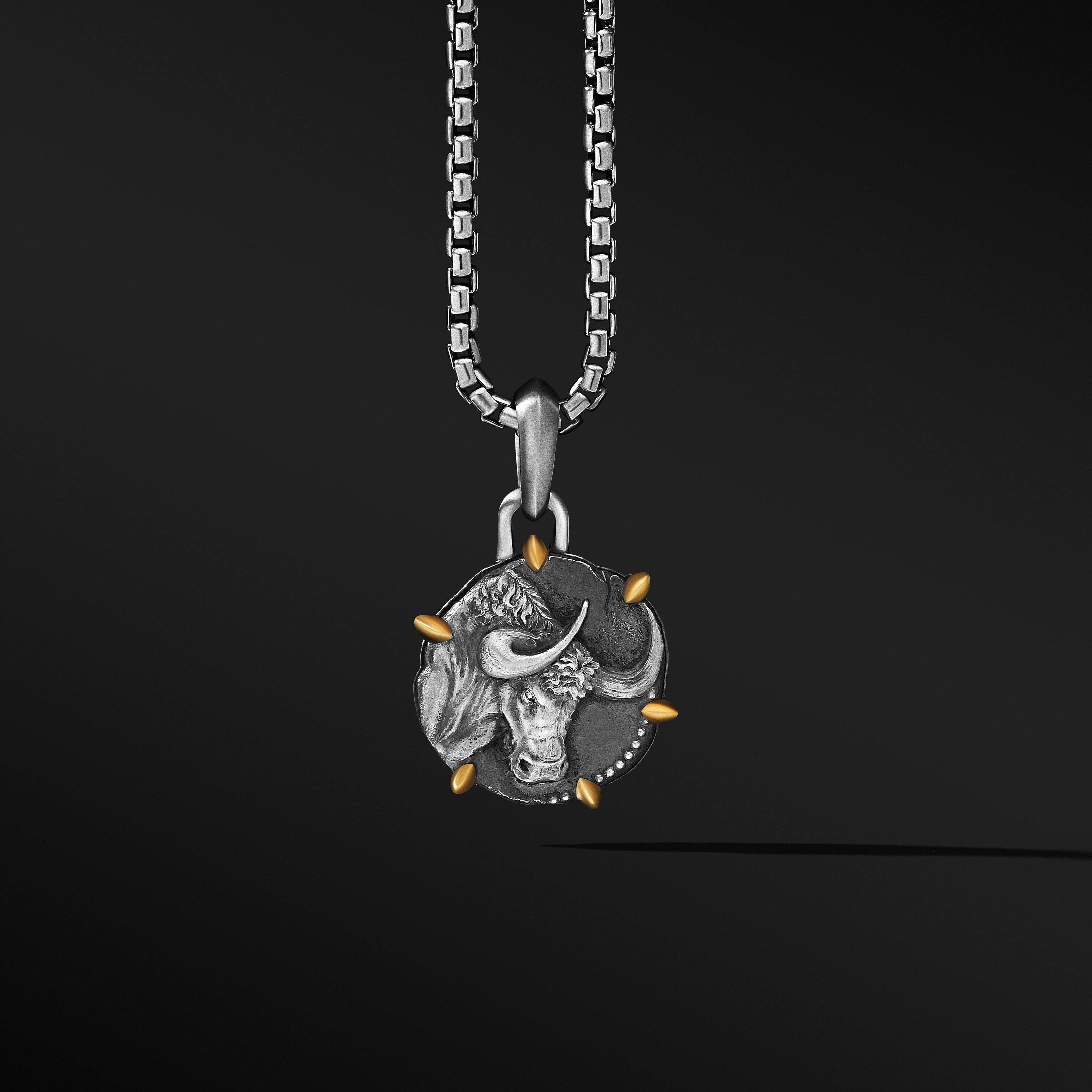 Taurus Amulet in Sterling Silver with 18K Yellow Gold