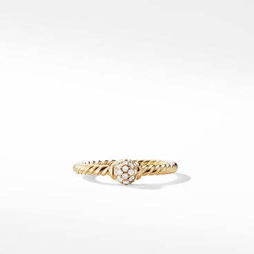 Petite Solari Station Ring in 18K Yellow Gold with Pavé Diamonds