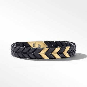 Chevron Woven Bracelet in Black Titanium with 18K Yellow Gold