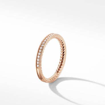 DY Eden Partway Band Ring in 18K Rose Gold with Pavé Diamonds