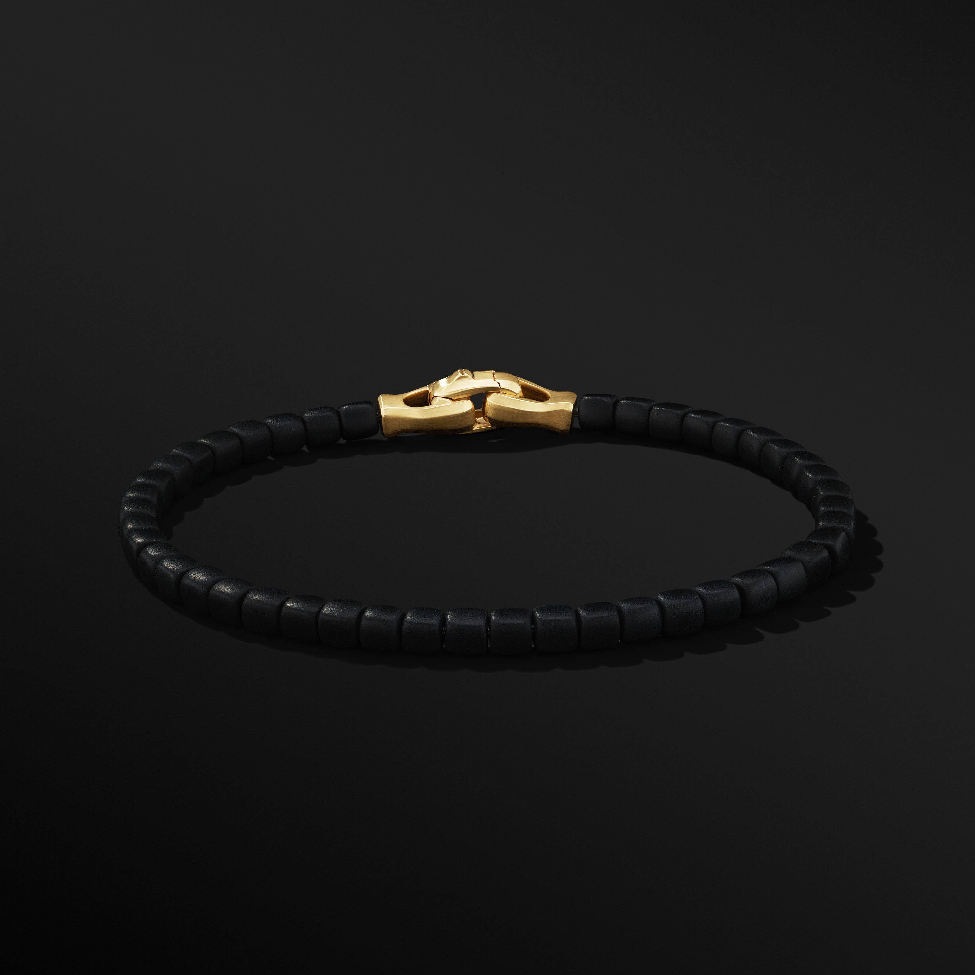 Spiritual Beads Cushion Bracelet with Black Onyx and 18K Yellow Gold