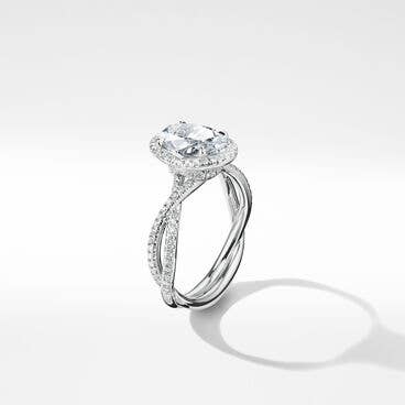 DY Infinity Full Pavé Halo Engagement Ring in Platinum, Oval