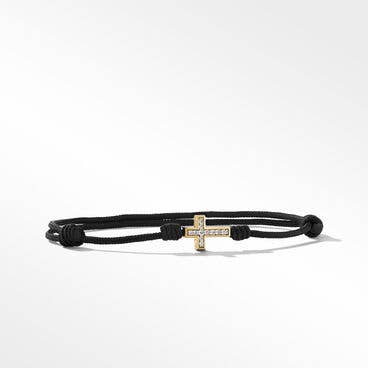 Cross Cord Bracelet with 18K Yellow Gold, 9mm