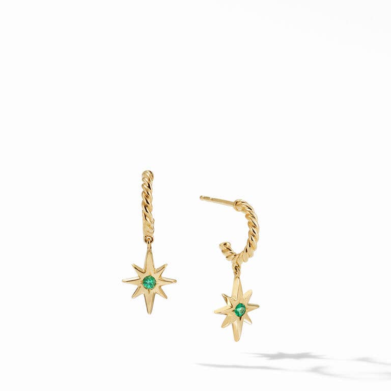 Memo lys s lugtfri Cable Collectibles® North Star Drop Earrings in 18K Yellow Gold with  Emeralds | David Yurman EU