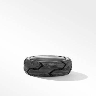 Forged Carbon Beveled Band Ring in Sterling Silver