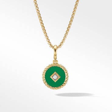 Cable Collectibles® Emerald Green Charm in 18K Yellow Gold with Center Diamond