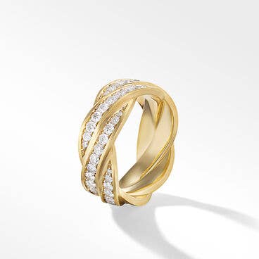 DY Helios™ Band Ring in 18K Yellow Gold with Pavé Diamonds