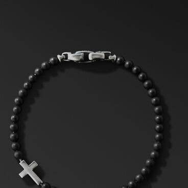 Spiritual Beads Cross Station Bracelet with Black Onyx