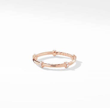 DY Astor Band Ring in 18K Rose Gold with Pavé Diamonds