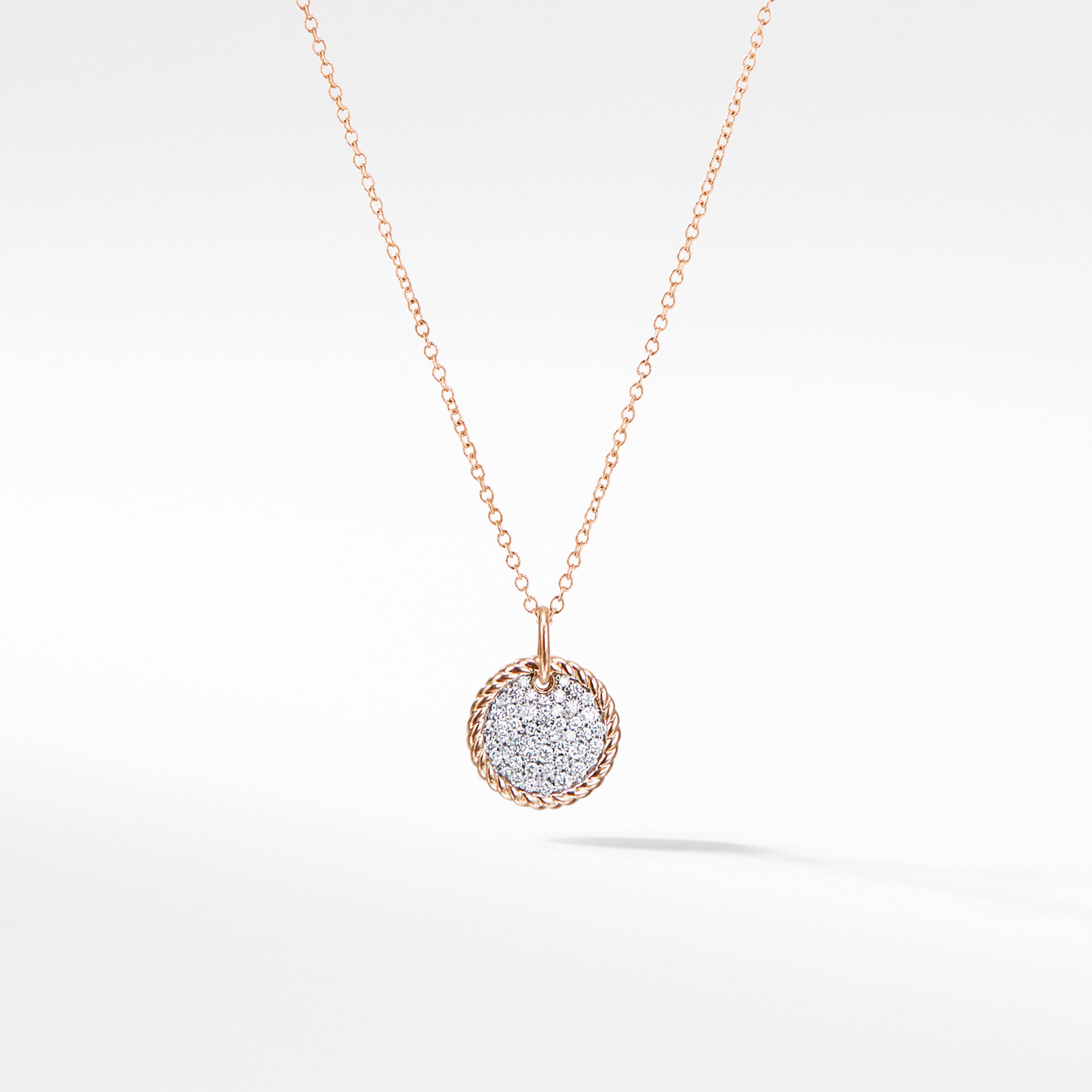 Cable Collectibles® Pavé Plate Necklace in 18K Rose Gold with Diamonds