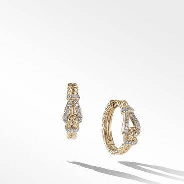 Thoroughbred Loop Hoop Earrings in 18K Yellow Gold with Pavé Diamonds