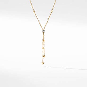 Petite Helena Y Necklace in 18K Yellow Gold with Pavé Diamonds