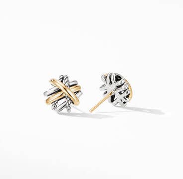 Crossover Stud Earrings with 18K Yellow Gold