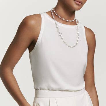 Bijoux Cable Link Pearl Necklace
