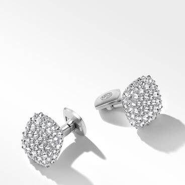 Streamline® Cufflinks in 18K White Gold with Reverse Set Pavé Diamonds