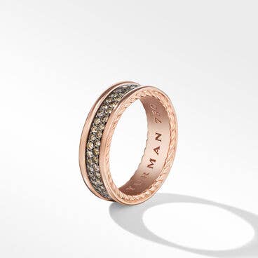 Streamline® Two Row Band Ring in 18K Rose Gold with Pavé Cognac Diamonds