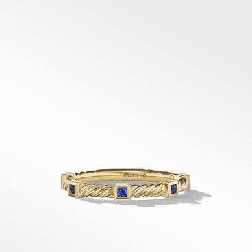 Cable Collectibles® Stack Ring in 18K Yellow Gold with Blue Sapphires