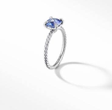 Chatelaine® Ring in 18K White Gold with Tanzanite and Pavé Diamonds