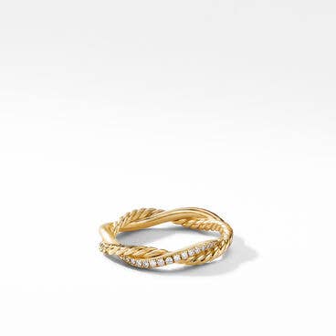 Petite Infinity Band Ring in 18K Yellow Gold with Pavé Diamonds