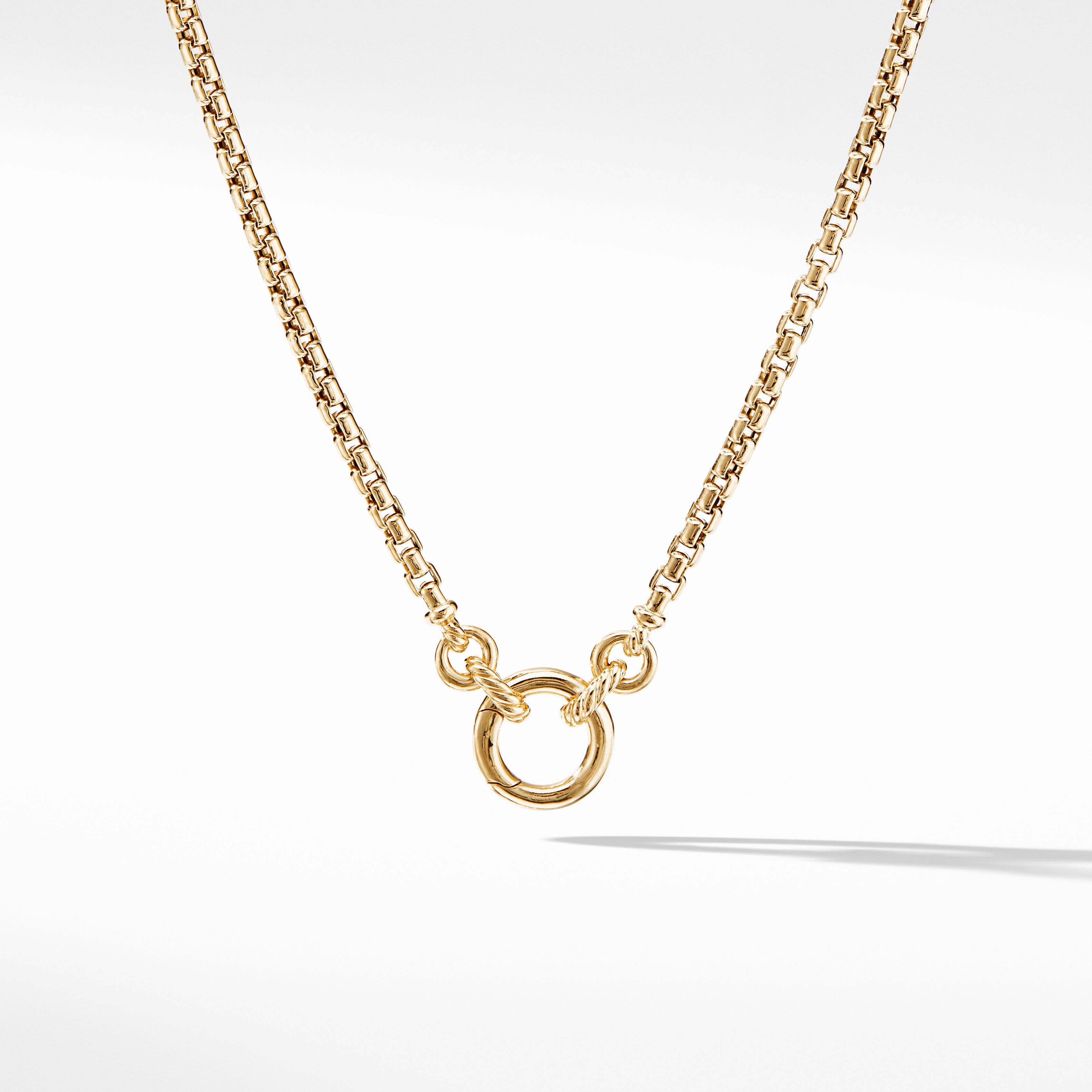 Smooth Amulet Vehicle Box Chain Necklace in 18K Yellow Gold, 3.6mm