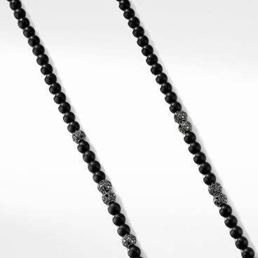 Spiritual Beads Necklace in Sterling Silver with Black Onyx and Pavé Black Diamonds