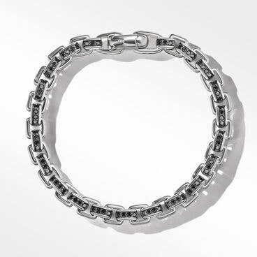 Box Chain Bracelet in Sterling Silver with Pavé Black Diamonds