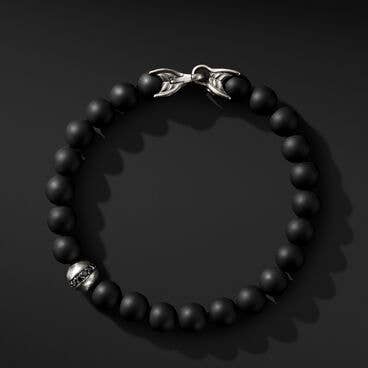 Spiritual Beads Bracelet in Sterling Silver with Black Onyx and Pavé Black Diamond Accent