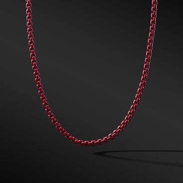 Box Chain Necklace in Burgundy with Stainless Steel
