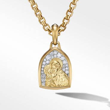 St. Anthony Amulet in 18K Yellow Gold with Pavé Diamonds