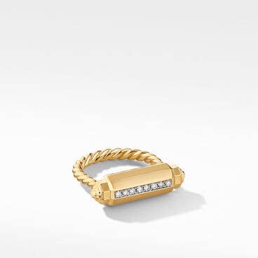 Lexington Barrel Ring in 18K Yellow Gold with Pavé Diamonds