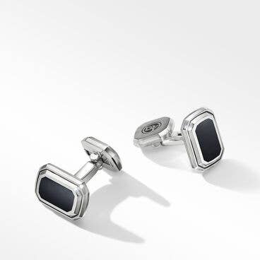 Deco Cufflinks in Sterling Silver with Black Onyx