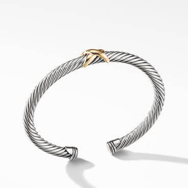 X Station Bracelet in Sterling Silver with 14K Yellow Gold, 5mm
