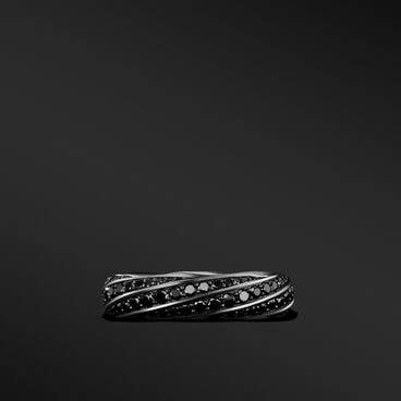 Cable Edge® Band Ring in Sterling Silver with Pavé Black Diamonds