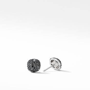 Cushion Stud Earrings in 18K White Gold with Pavé Black Diamonds
