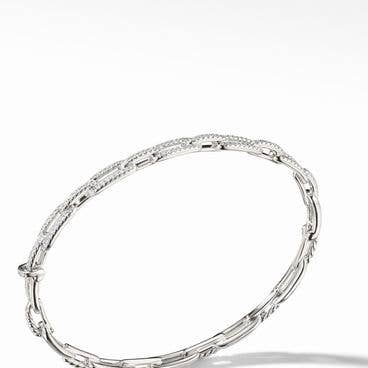 Stax Chain Link Bracelet in 18K White Gold with Pavé Diamonds