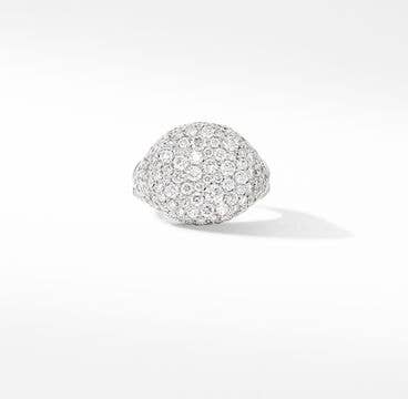 Chevron Pinky Ring in 18K White Gold with Pavé Diamonds