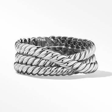 Sculpted Cable Triple Wrap Bracelet in Sterling Silver