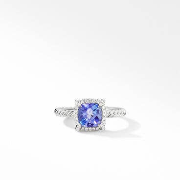 Petite Chatelaine® Pavé Bezel Ring in 18K White Gold with Tanzanite and Diamonds